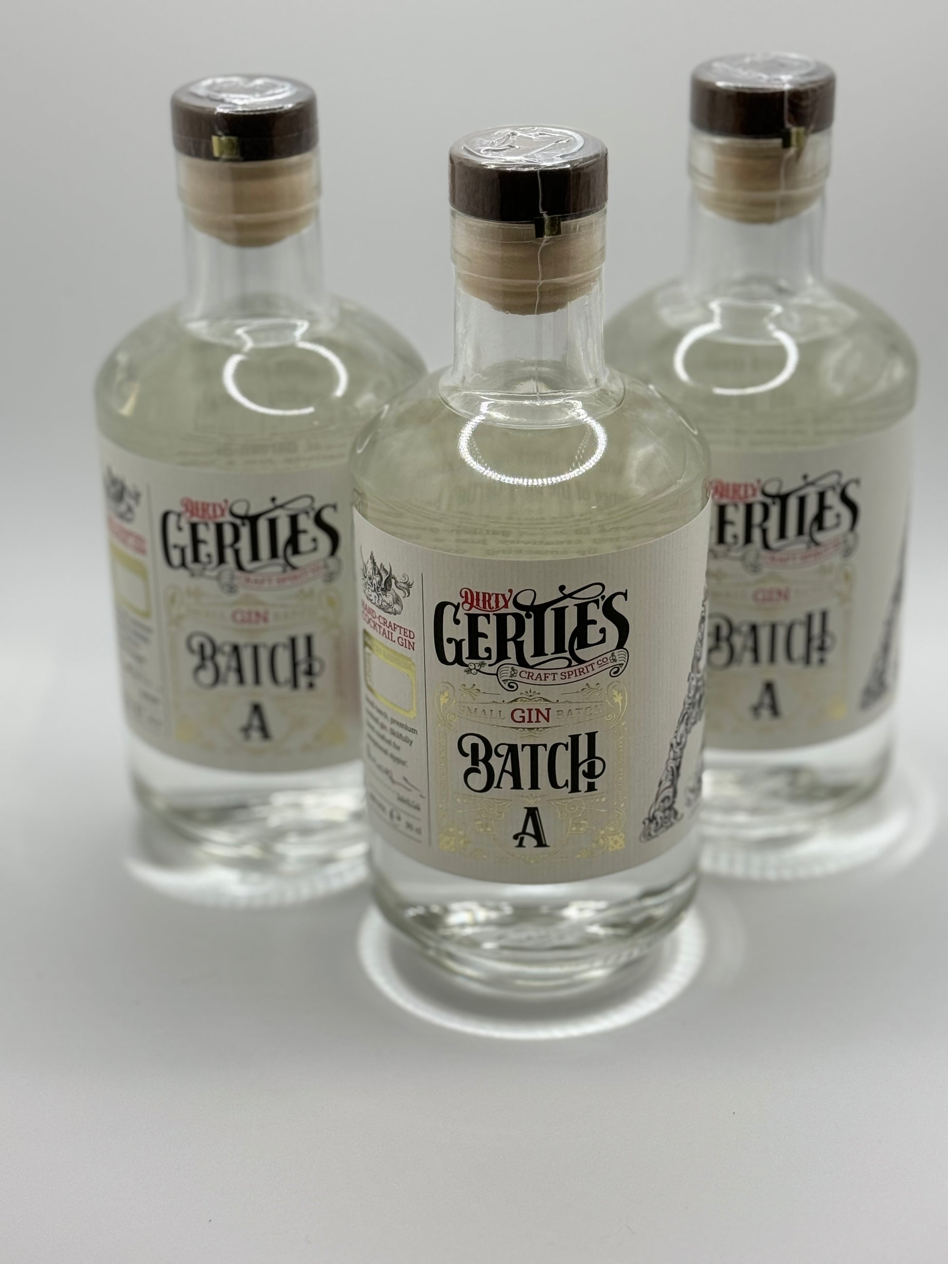 picture of 3 bottles of DG Gin in a photo booth setting 